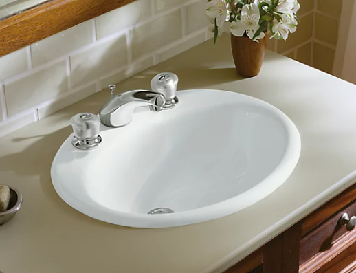 Kohler Farmington Drop-In Bathroom Sink With 8" Widespread Faucet Holes