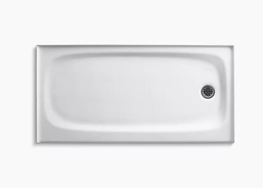 Base de douche à seuil unique Salient de Kohler, 60 po x 30 po, drain à droite, blanc