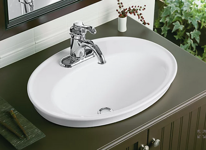 Lavabo de salle de bain encastrable Kohler Serif avec trous de robinetterie centraux de 4 po