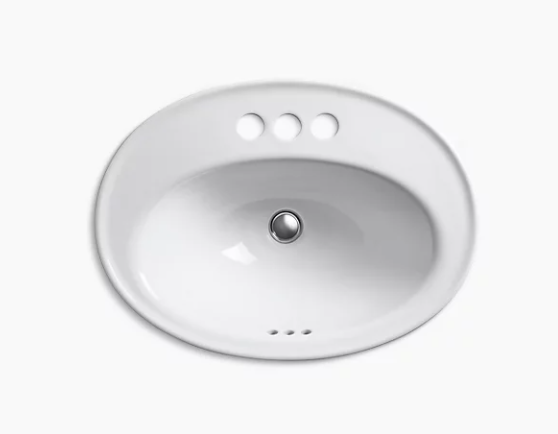 Lavabo de salle de bain encastrable Kohler Serif avec trous de robinetterie centraux de 4 po