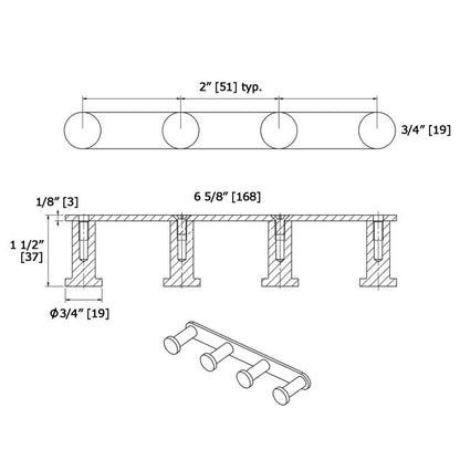 Laloo Quad Hook Strip 2605-4