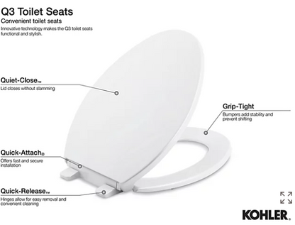 Siège de toilette rond à fermeture silencieuse Reveal de Kohler, gris glacier