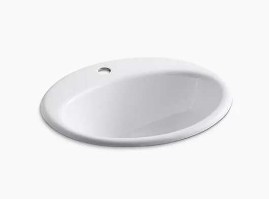 Kohler Farmington Drop-In Bathroom Sink With Single Faucet Hole - White