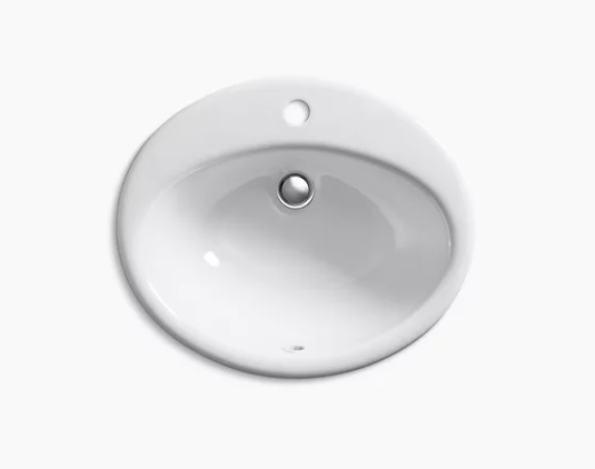 Kohler Farmington Drop-In Bathroom Sink With Single Faucet Hole - White