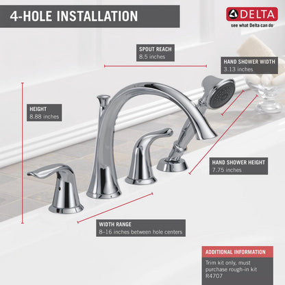 Delta LAHARA Roman Tub Filler with Handshower Trim -Chrome