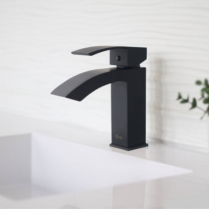 Stylish Sabana Single Handle 7" Bathroom Faucet for Single Hole Brass Basin Mixer Tap, Matte Black Finish B-109N - Renoz