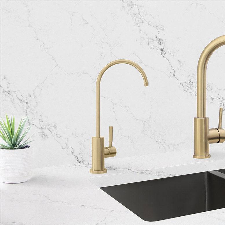 Stylish Lodi 11.25" Kitchen Drinking Water Tap Faucet, Stainless Steel Brushed Gold Finish K-142G - Renoz