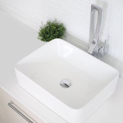 Stylish Bold 18.75" x 14.5" Rectangular Vessel Bathroom Sink White P-223W - Renoz