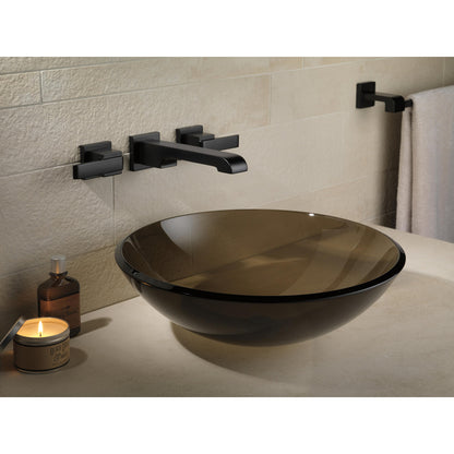 Delta ARA Two Handle Wall Mount Bathroom Faucet Trim -Matte Black (Valve Sold Separately)