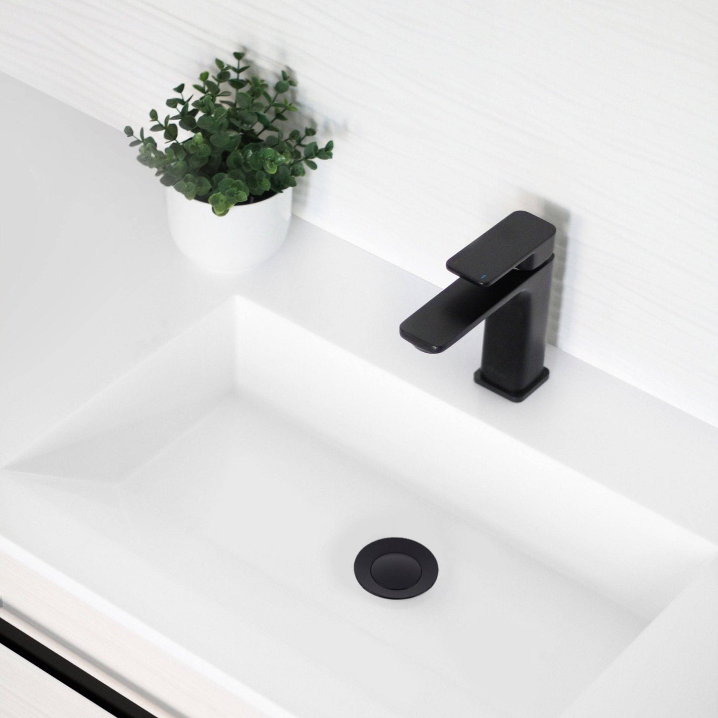 Stylish Pop-Up Drain with Overflow, Matte Black Finish D-700N - Renoz