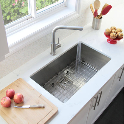 Stylish Jet 30" x 18" Single Bowl Stainless Steel Kitchen Sink with Square Strainer S-511XG - Renoz