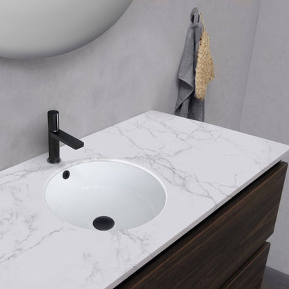 Stylish Natty 16" x 16" Round Undermount Ceramic Bathroom Sink with 2 Overflow Finishes P-207 - Renoz