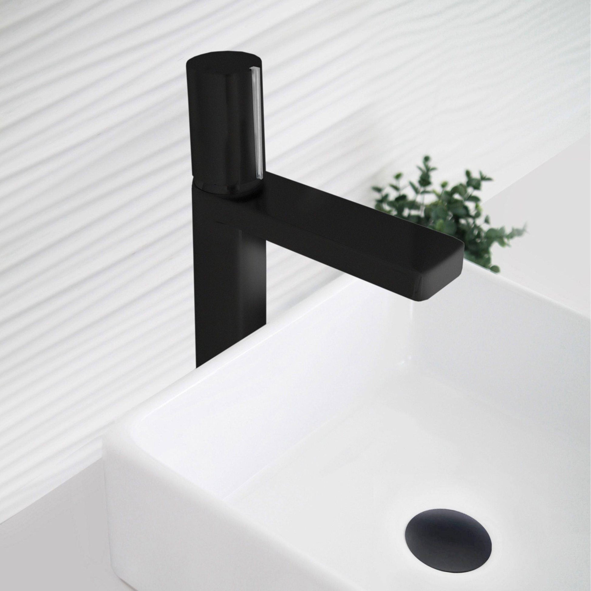 Stylish Nessa Single Handle 12" Bathroom Vessel Sink Faucet, Matte Black Finish B-122NC - Renoz