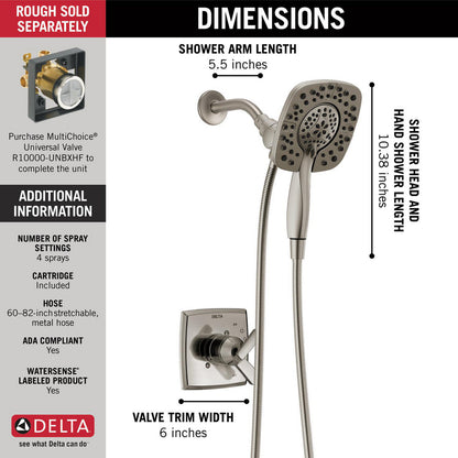 Delta Garniture de douche 2-en-1 série ASHLYN Monitor 17 avec In2ition - Acier inoxydable (valve vendue séparément)