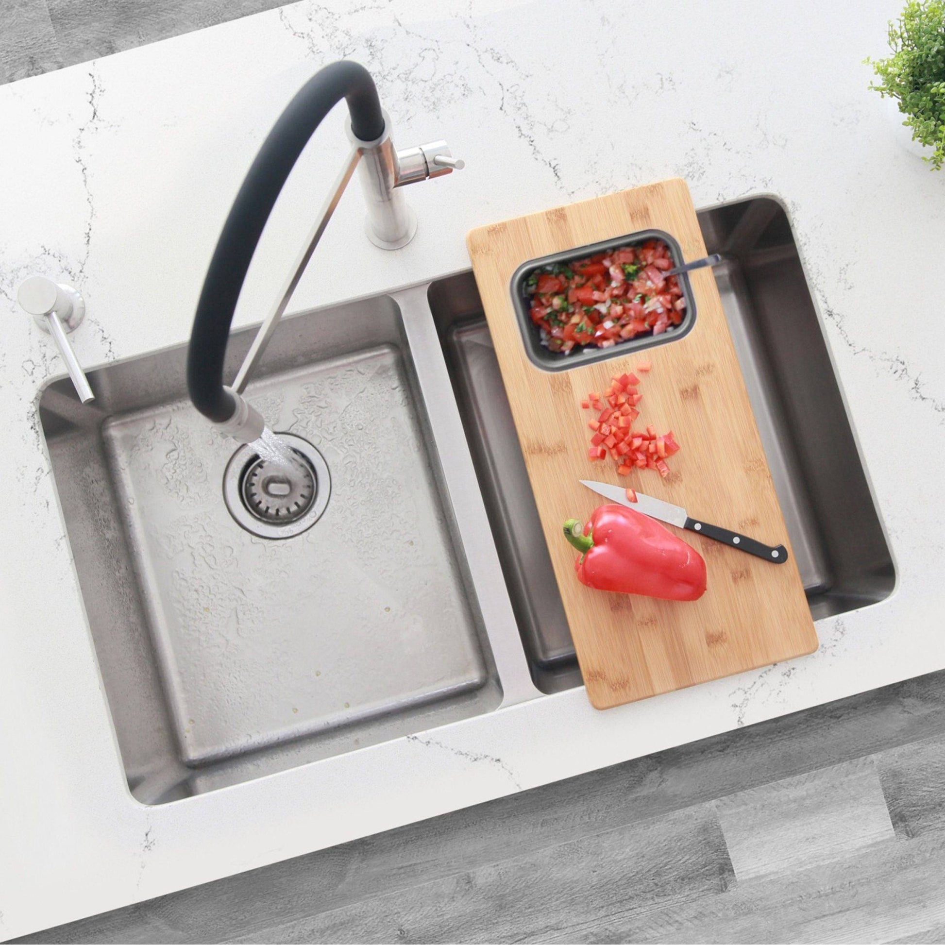 Stylish 18" Over The Sink Serving Board With 1 Container A-913 - Renoz