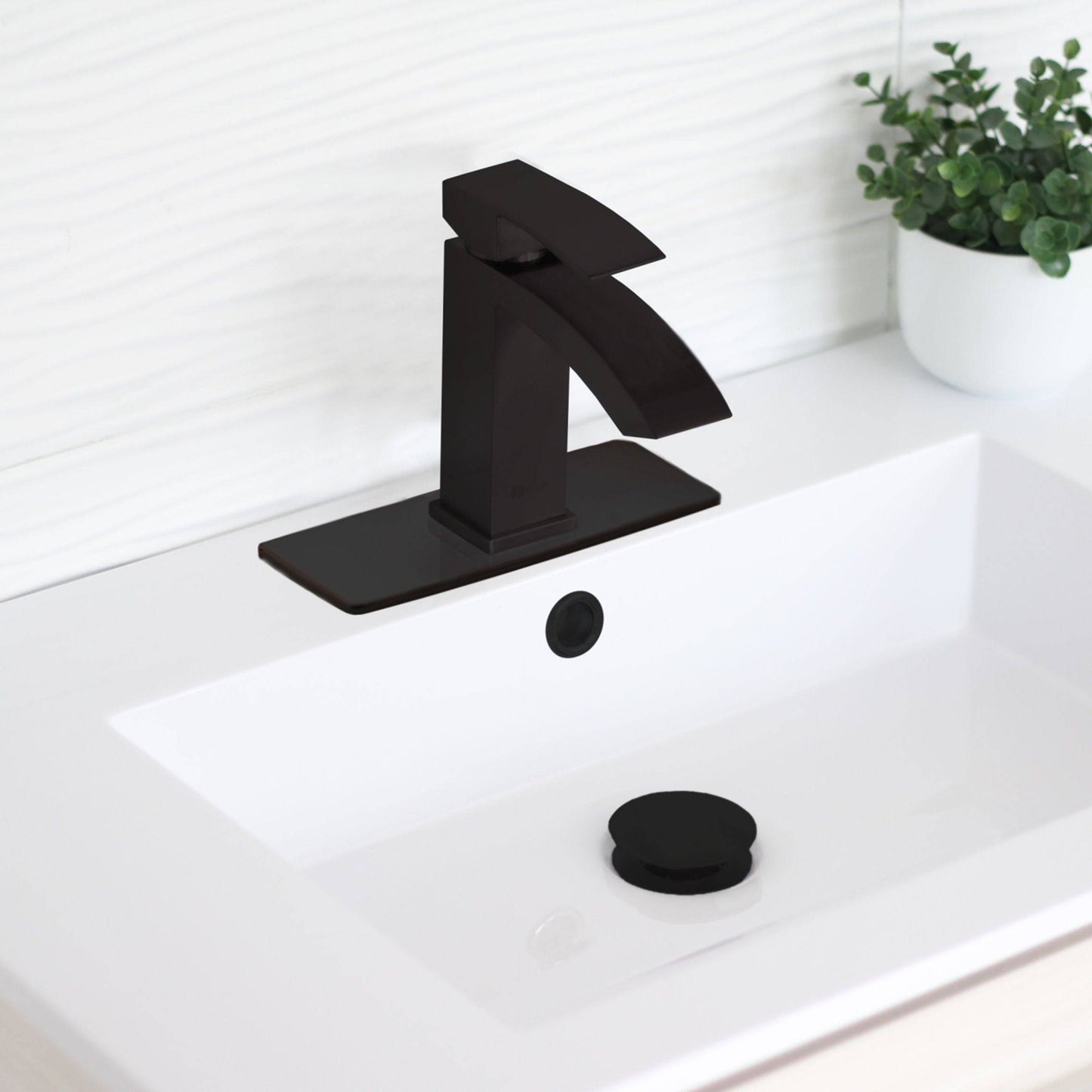 Stylish Single Hole Bathroom Faucet Plate in Matte Black Finish A-801N - Renoz