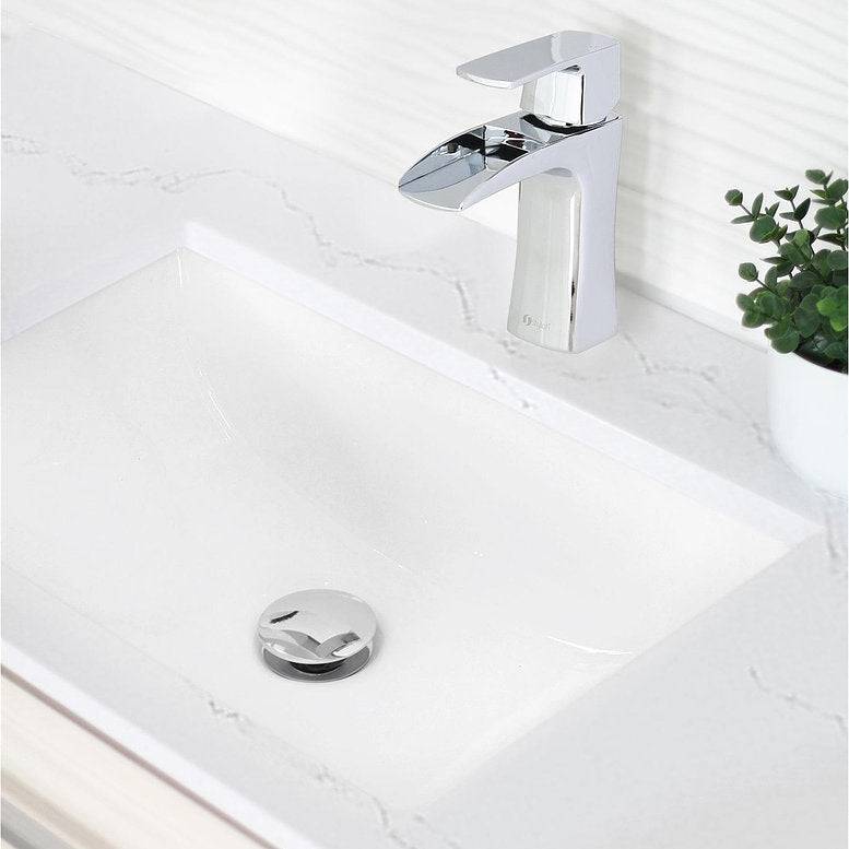 Stylish Chic 20.75" x 15.5" Rectangular Undermount Bathroom Sink with Overflow Polished Chrome P-200 - Renoz