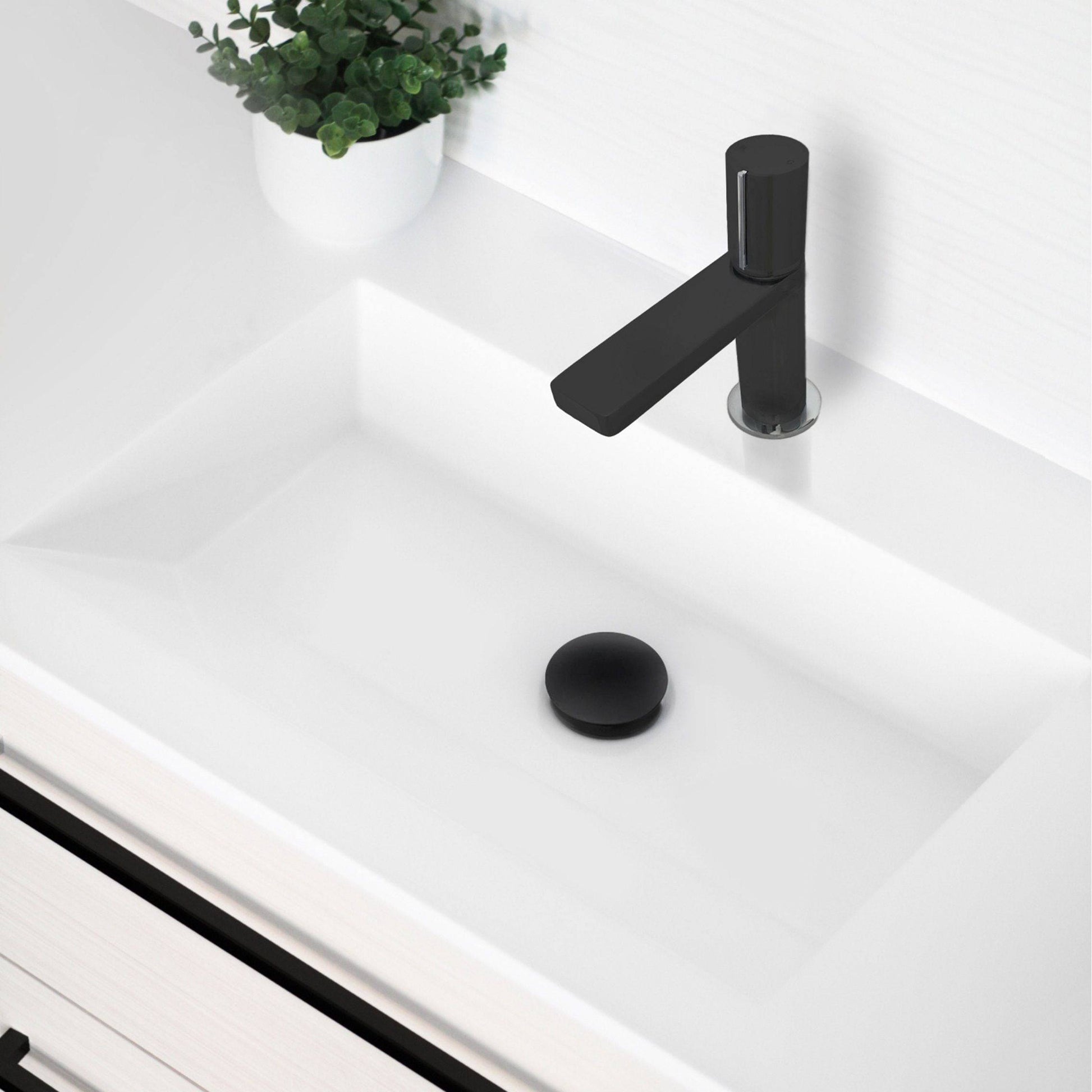 Stylish Riela 7" Single Handle Modern Bathroom Basin Faucet in Matte Black with Chrome accents Finish B-104N - Renoz