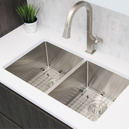 Stylish Onyx 30" x 18" Double Bowl Undermount Stainless Steel Kitchen Sink S-304XG - Renoz