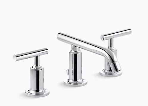 Kohler Purist Widespread Bathroom Sink Faucet With Low Lever Handles And Low Spout - Chrome