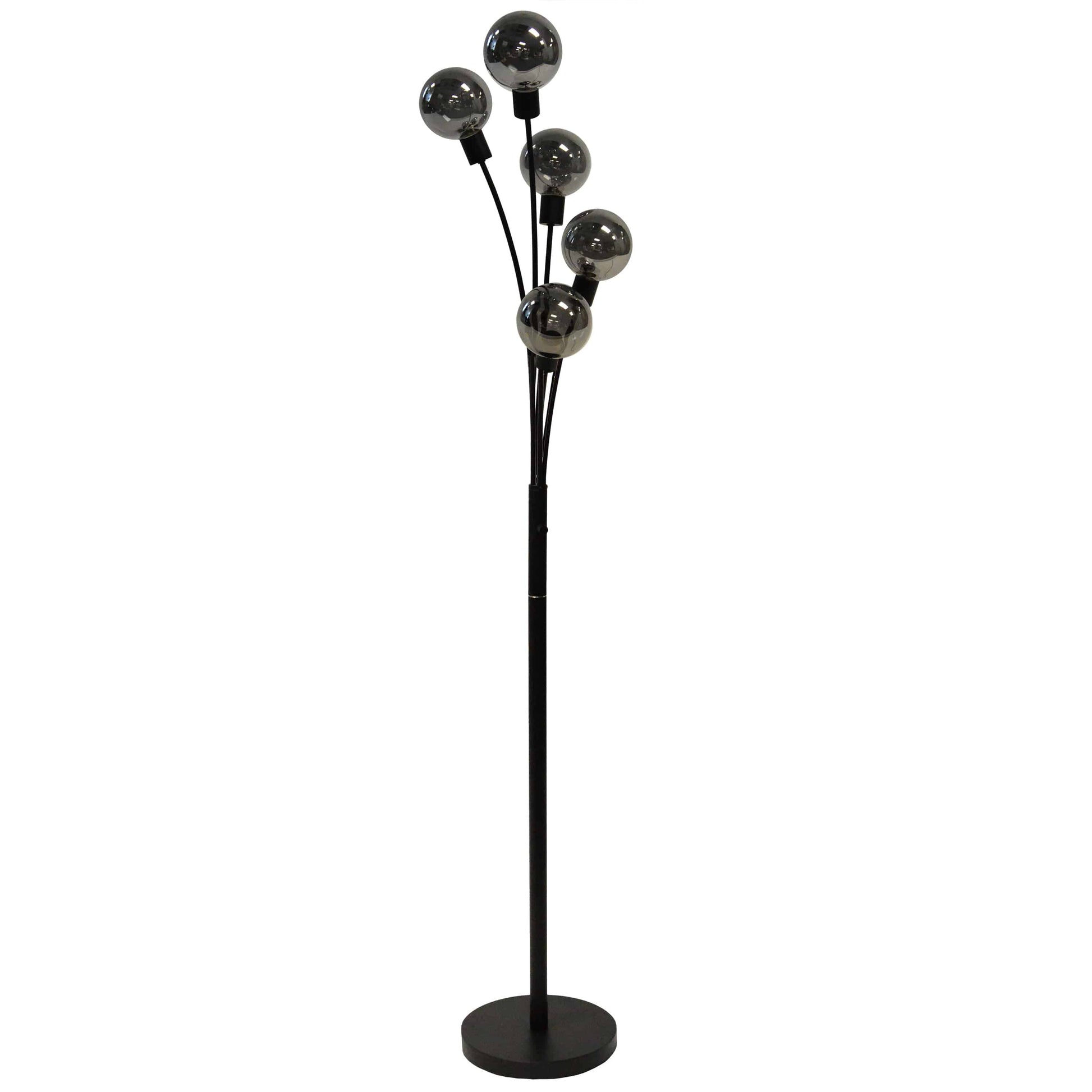 Dainolite 5 Light Incandescent Floor Lamp Black Finish with Smoked Glass - Renoz