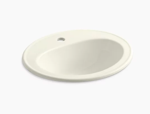 Kohler Pennington Drop-In Bathroom Sink With Single Faucet Hole - Biscuit