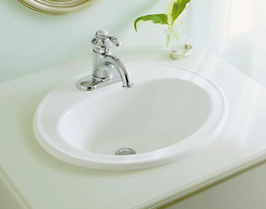 Kohler Pennington Drop-In Bathroom Sink With Single Faucet Hole - Biscuit