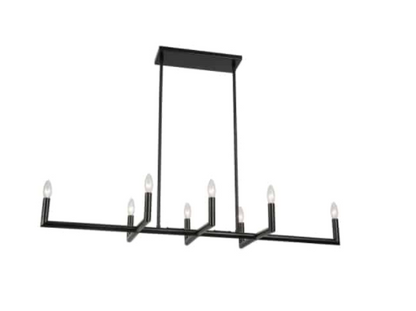 Dainolite 8LT Horiz Chandelier in Matte Black