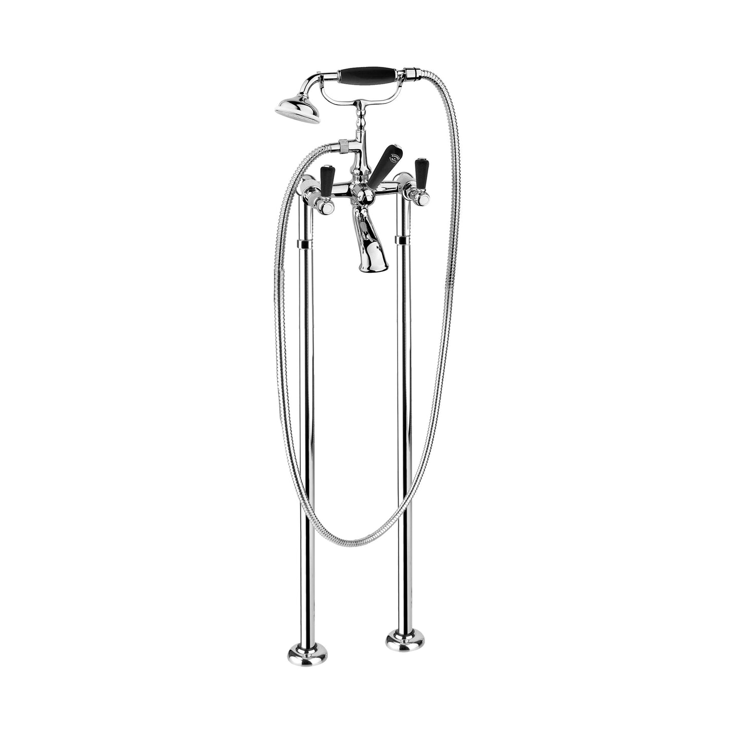 Aquadesign Products Floor Mount Tub Filler (Regent R2924L) - Chrome w/Black Handle