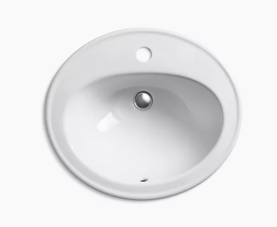 Kohler Pennington Drop-In Bathroom Sink With Single Faucet Hole - Biscuit