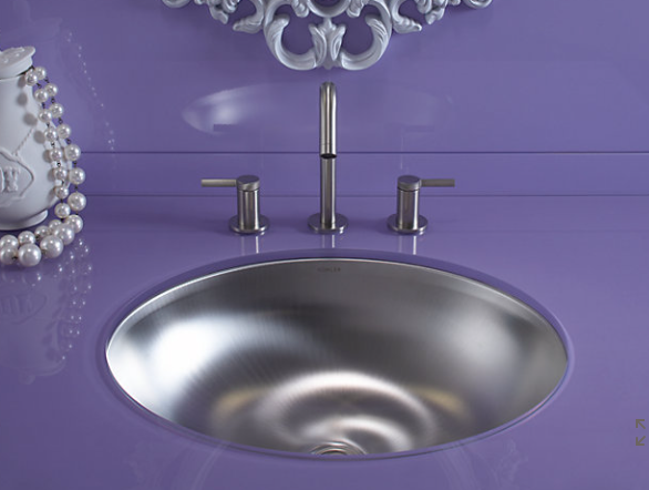 Kohler Bachata Drop-In/Undermount Bathroom Sink With Luster Finish, No Overflow