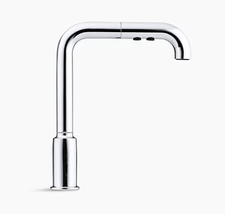 Robinet d'évier de cuisine monotrou Purist avec bec extractible de 8", chrome poli