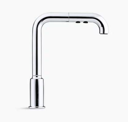 Robinet d'évier de cuisine monotrou Purist avec bec extractible de 8", chrome poli