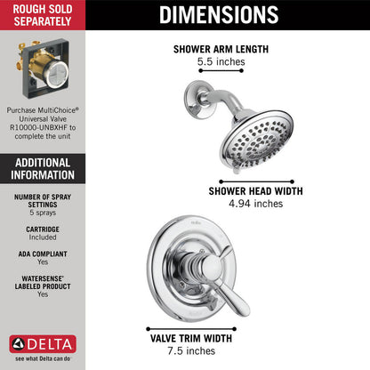 Delta Garniture de douche série LAHARA Monitor 17 - Chrome (valve non incluse)