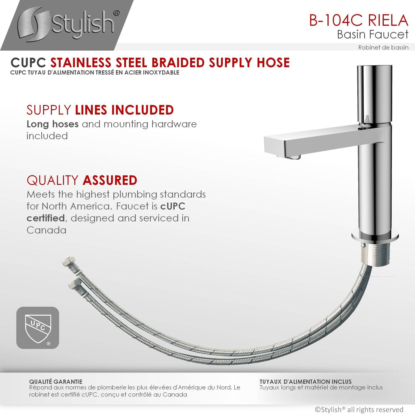 Stylish Riela 7" Single Handle Modern Bathroom Basin Faucet in Polished Chrome Finish B-104C - Renoz