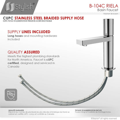 Stylish Riela 7" Single Handle Modern Bathroom Basin Faucet in Polished Chrome Finish B-104C - Renoz