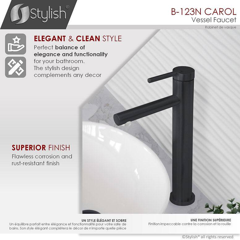 Stylish Stylish Carol Bathroom Faucet Single Handle Matte Black Finish B-123N - Renoz