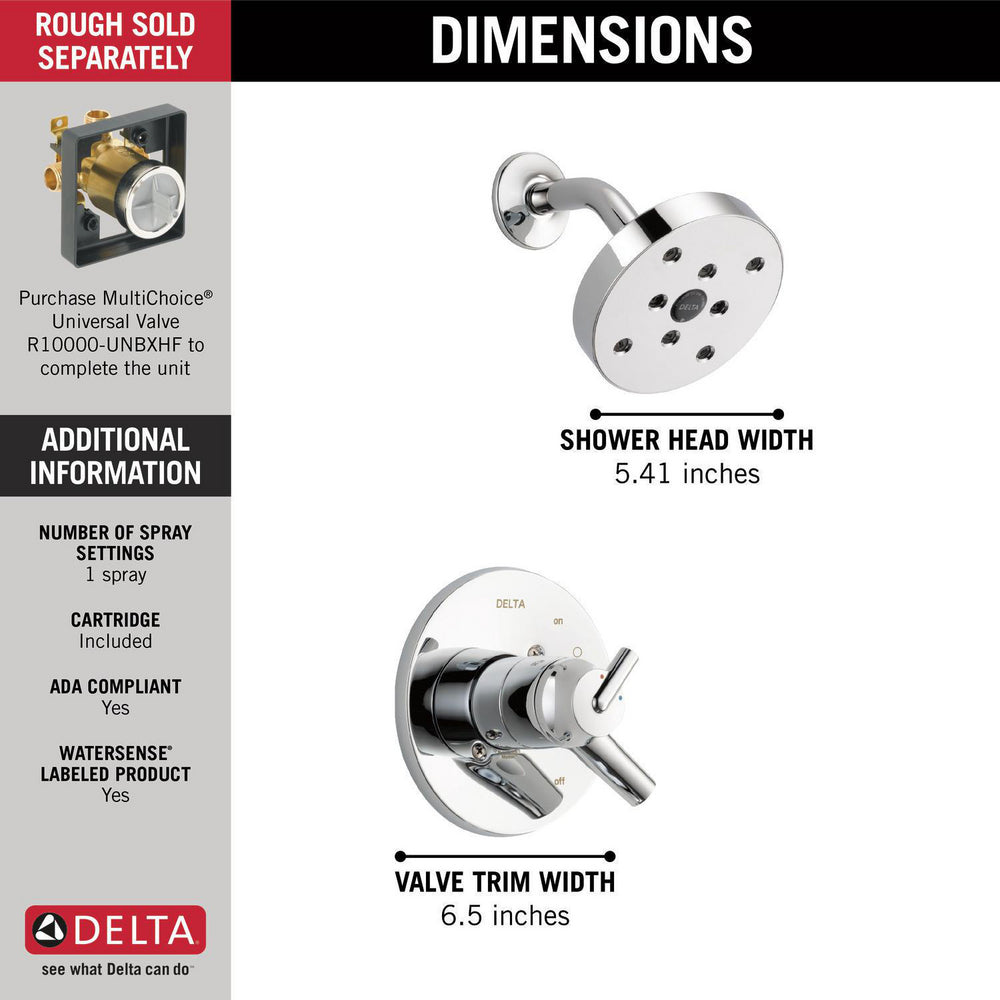 Garniture de douche H2Okinétique Delta TRINSIC Monitor série 17 - Chrome (valve non incluse)