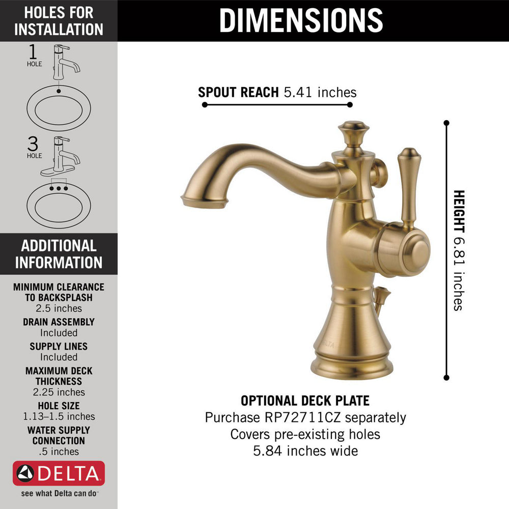 Delta Robinet de salle de bains à poignée unique CASSIDY - Champagne Bronze