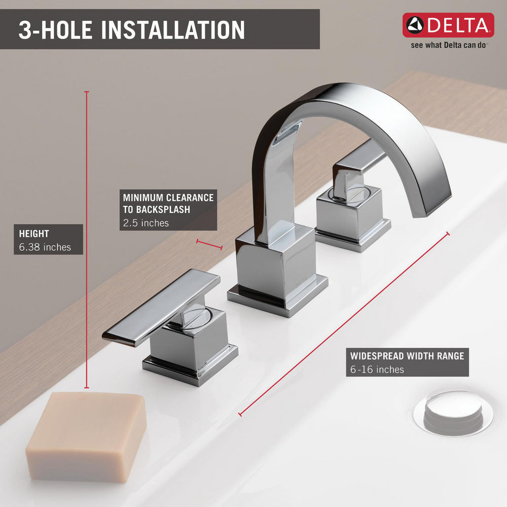 Delta Robinet de salle de bains à deux poignées et 3 trous VERO - Chrome