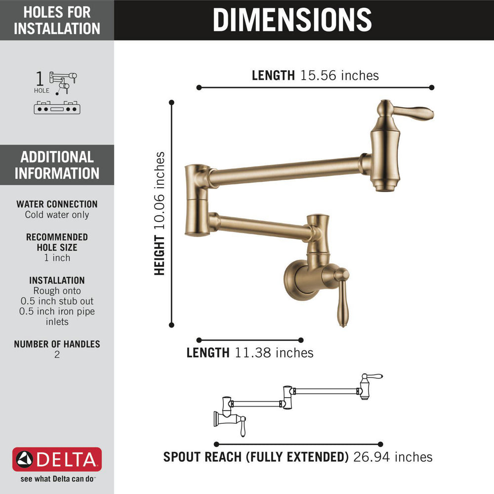 Remplisseur de pot mural traditionnel Delta - Champagne Bronze