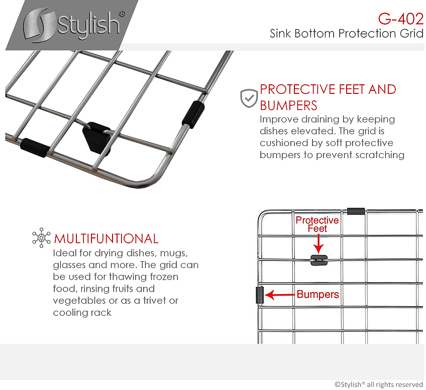 Stylish Kitchen Sink Bottom Protection Grid - Renoz