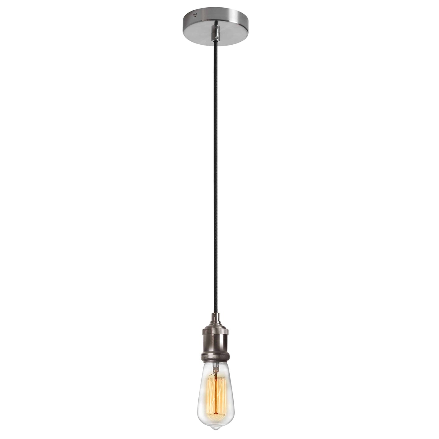 Dainolite 1 Light Pendant, Satin Chrome Finish, 4 foot cord - Renoz