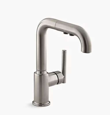 Kohler Purist Single-Hole Kitchen Sink Faucet With 7" Pull-Out Spout - Vibrant Stainless