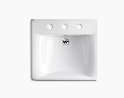 Kohler Soho20" X 18" Wall-Mount/Concealed Arm Carrier Bathroom Sink With 8" Widespread Faucet Holes