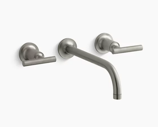 Kohler Purist Wall-Mount Bathroom Sink Faucet Trim With 9", 90-Degree Angle Spout And Lever Handles, Requires Valve - Vibrant Brushed Nickel