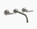 Kohler Garniture de robinet de lavabo de salle de bain murale Purist avec bec à angle de 9 po et poignées à levier de 9 po, nécessite une valve - Nickel brossé vibrant