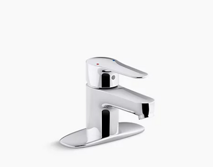 Robinet de lavabo de salle de bain à poignée unique July de Kohler avec écusson, chrome poli