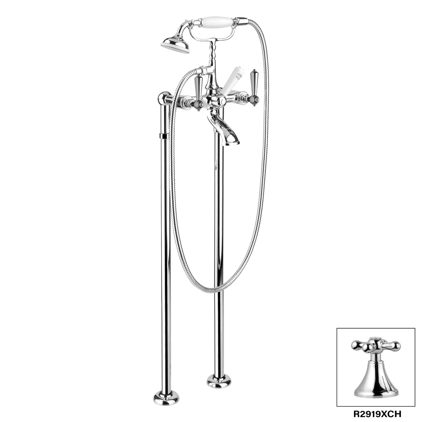 Aquadesign Products Floor Mount Tub Filler (London R2919L) - Chrome