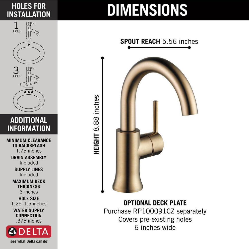 Delta Robinet de salle de bains à poignée unique TRINSIC - Champagne Bronze